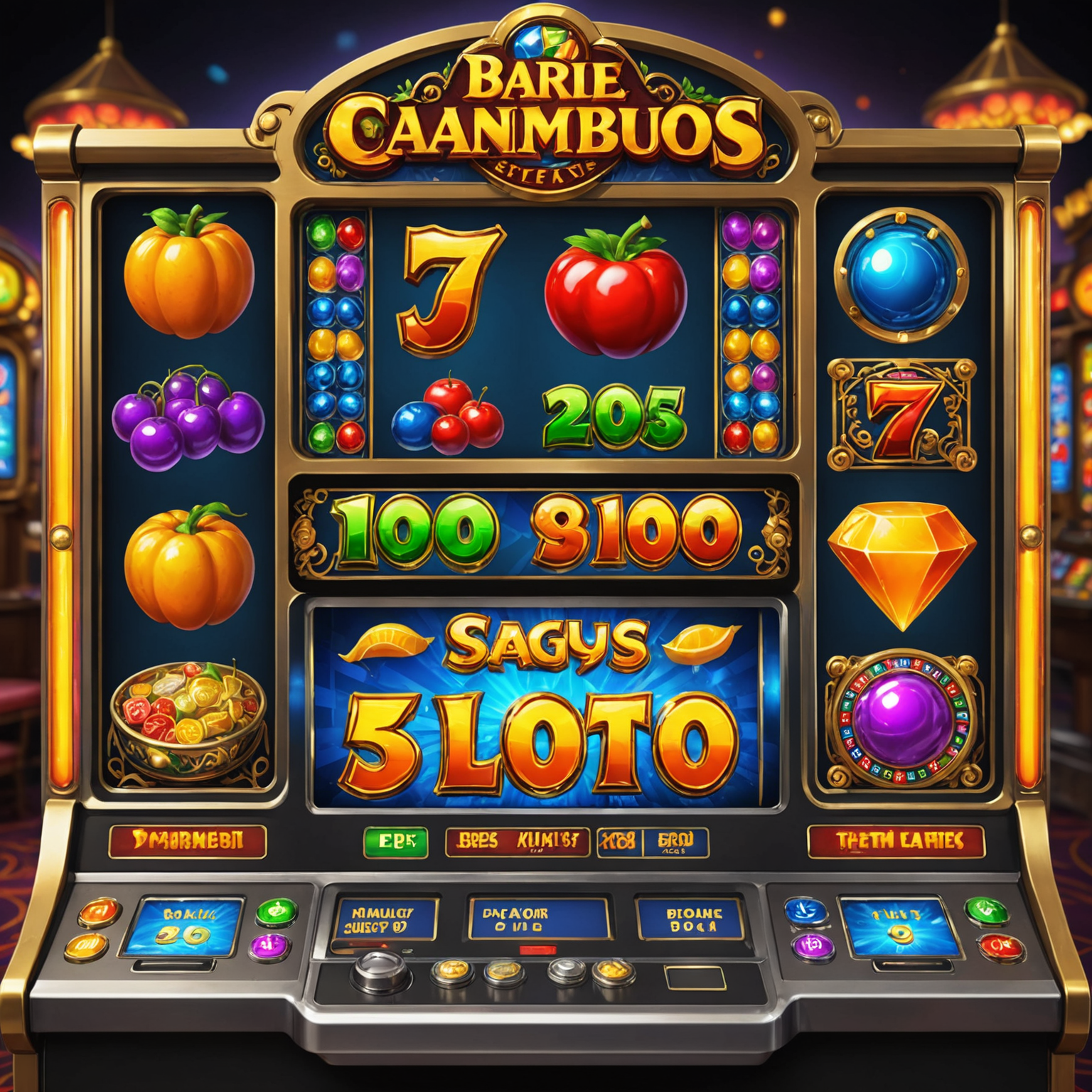 Demonstração visual de recursos avançados de slots online, incluindo bônus interativos e gráficos 3D